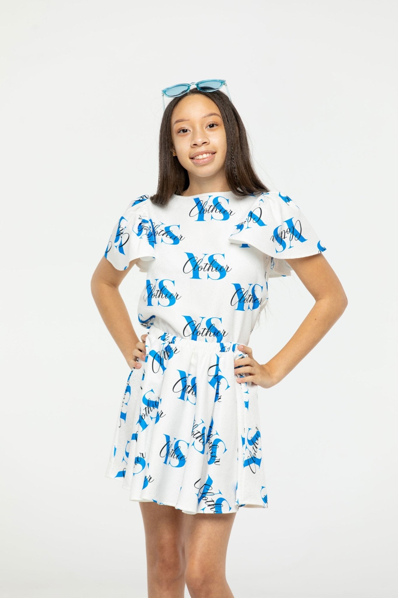 Lexi Letter Print Ruffled Short Sleeve Top