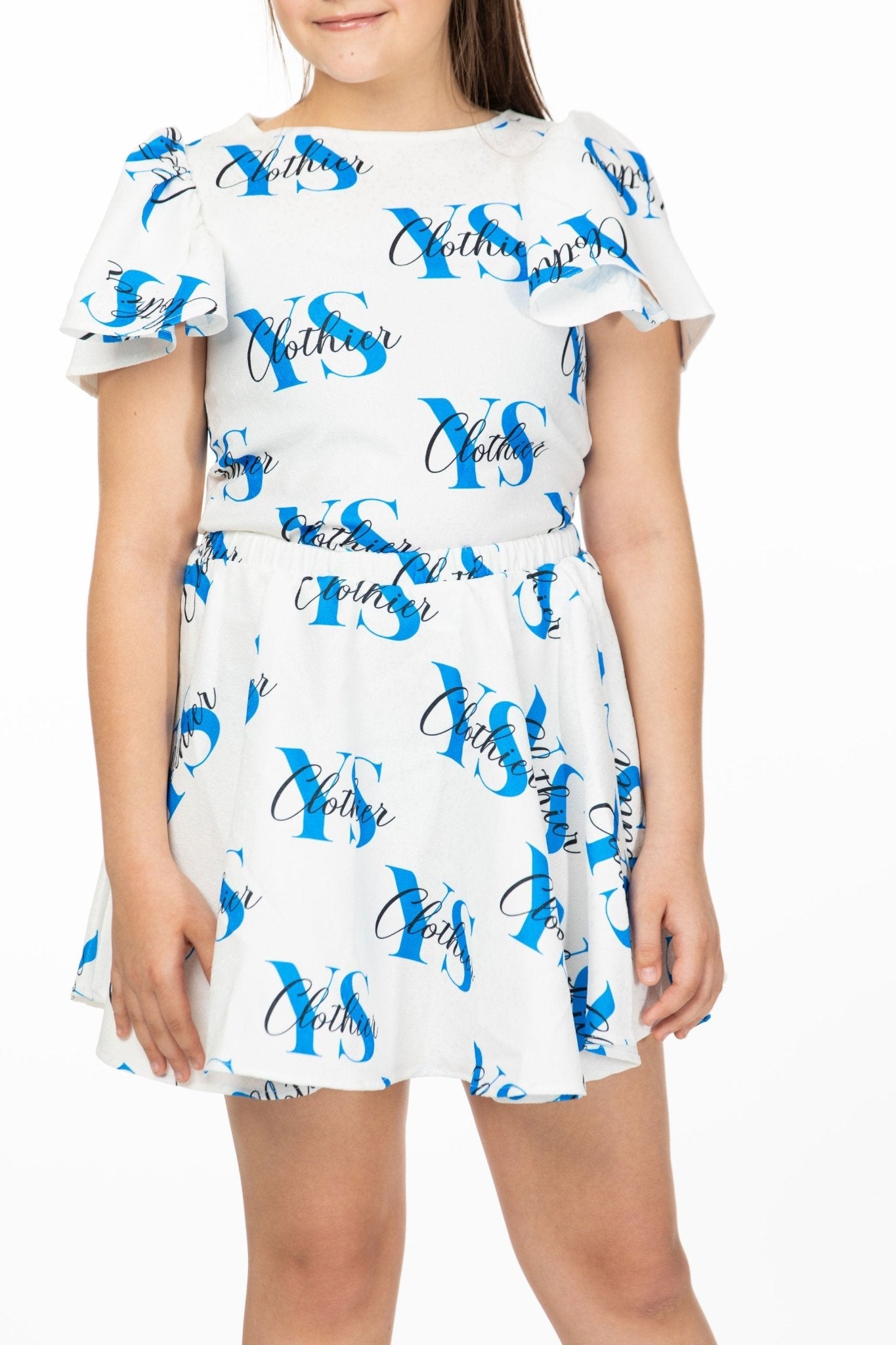Lexi Letter Print Ruffled Short Sleeve Top